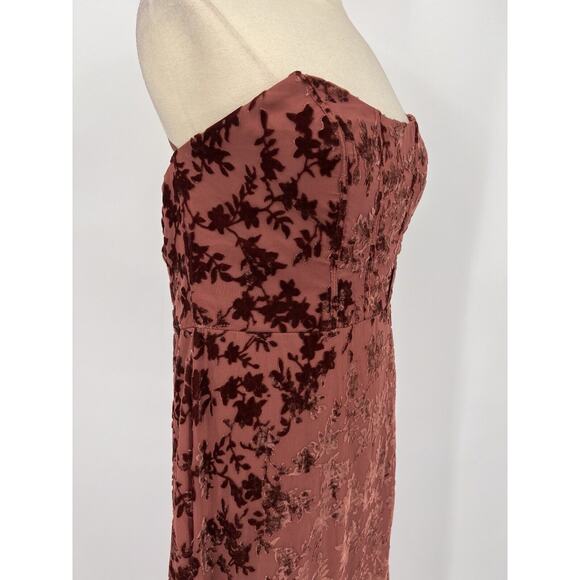 NWT Revelry Mona Floral Burnout Velvet Dress Terracotta Petite Maxi 18 Wedding - Picture 4 of 10